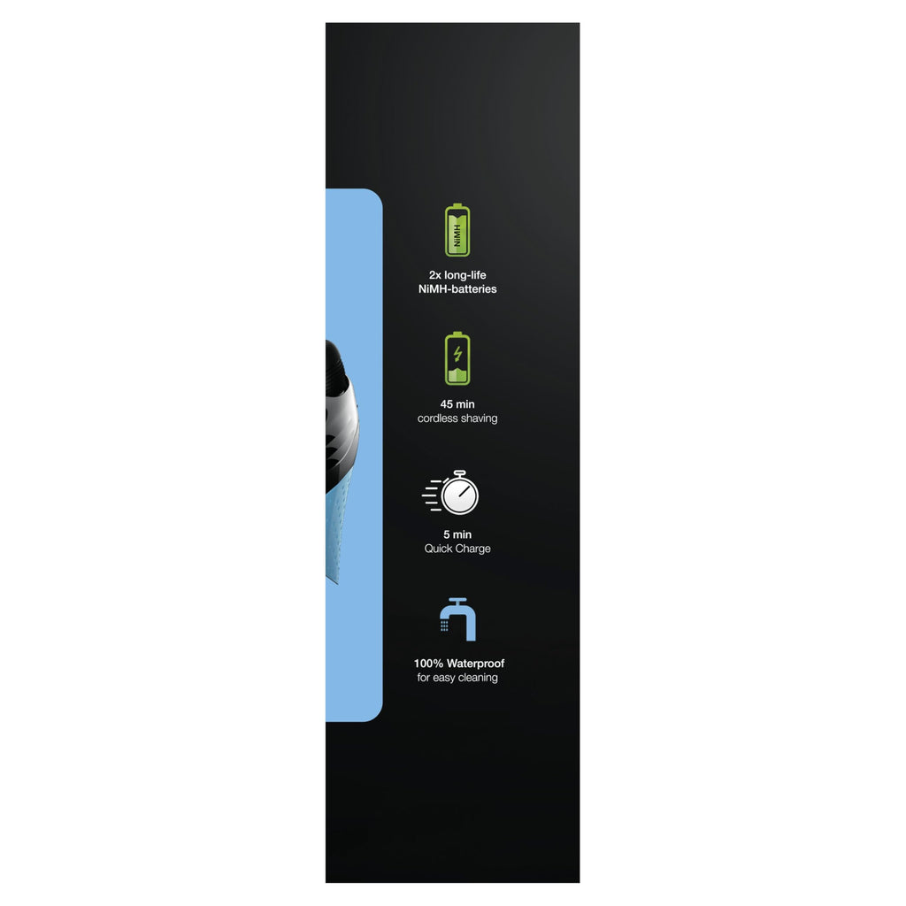 Series 3 ProSkin Elektrorasierer, Elektrorasierer für Männer mit Präzisionskopf, 3010s, Schwarz/Blau Rasierer