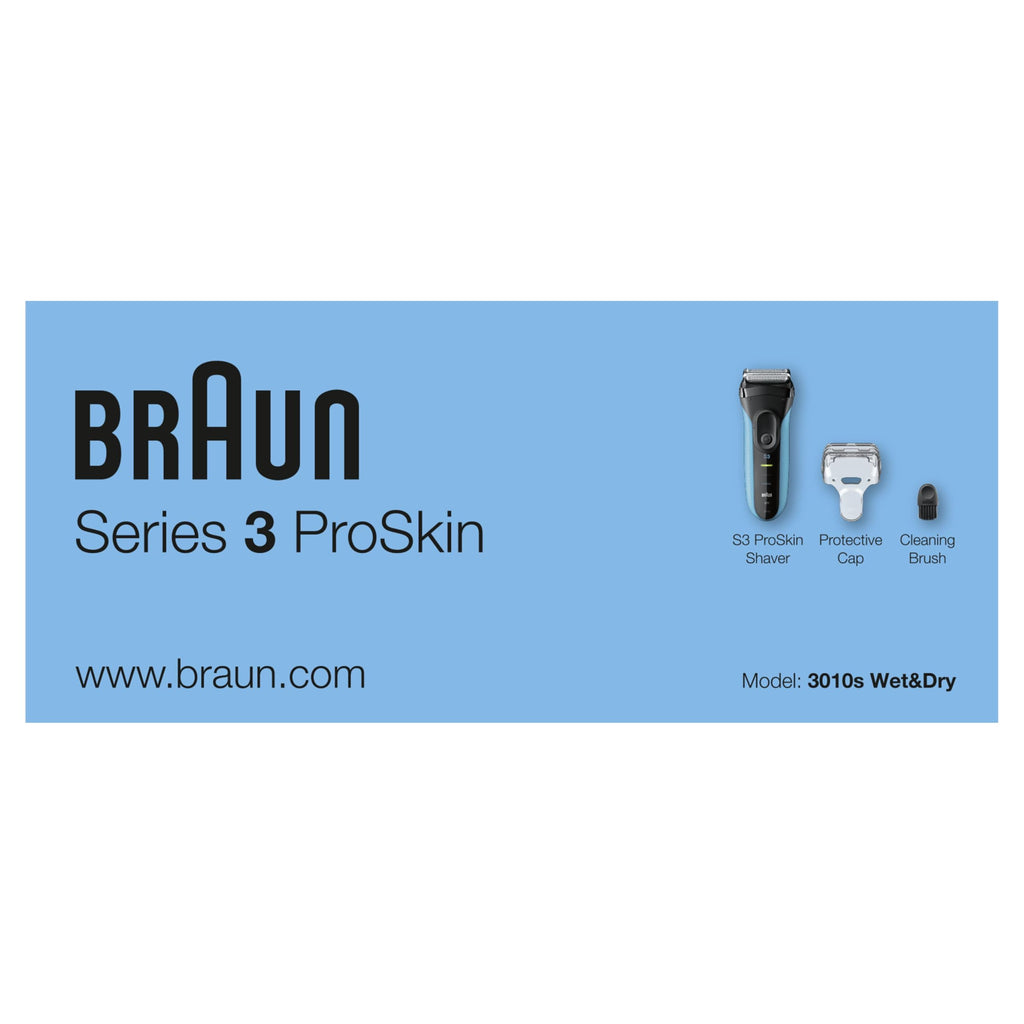 Series 3 ProSkin Elektrorasierer, Elektrorasierer für Männer mit Präzisionskopf, 3010s, Schwarz/Blau Rasierer