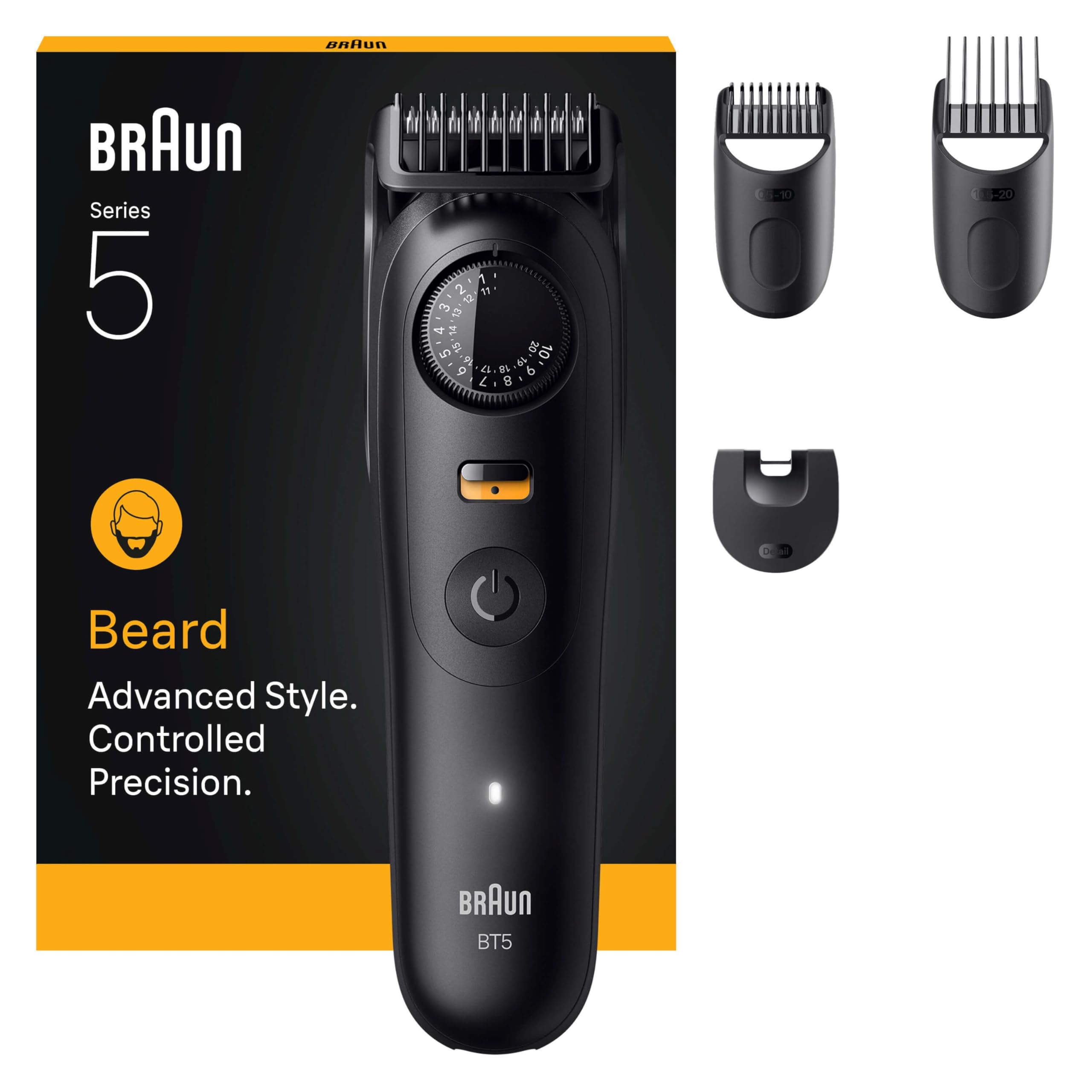 Series 5 Barttrimmer, +4 Stylinggeräte, extrem scharfe Klinge, 120 Minuten Laufzeit, BT5520, Schwarz