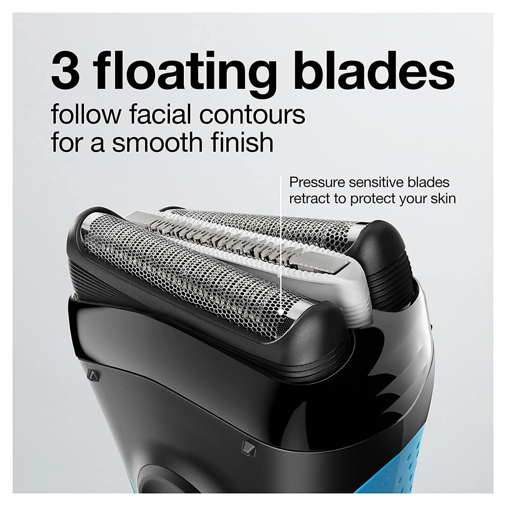Electric Series 3 Rasierer mit Präzisionstrimmer, wiederaufladbar, Blau/Schwarz
