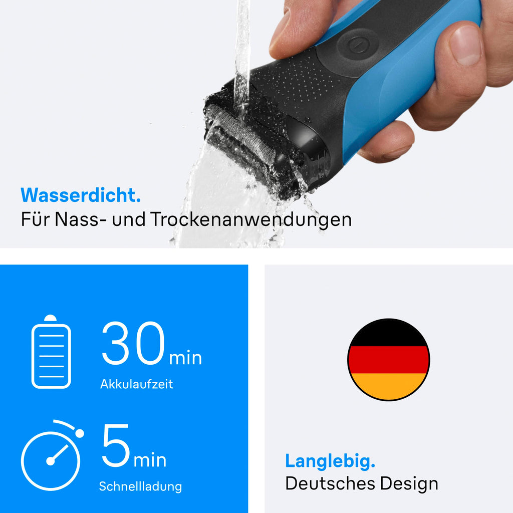 Series 3 Elektrorasierer Herren, Rasierapparat mit 3 Flexiblen Klingen, 310s, Blau