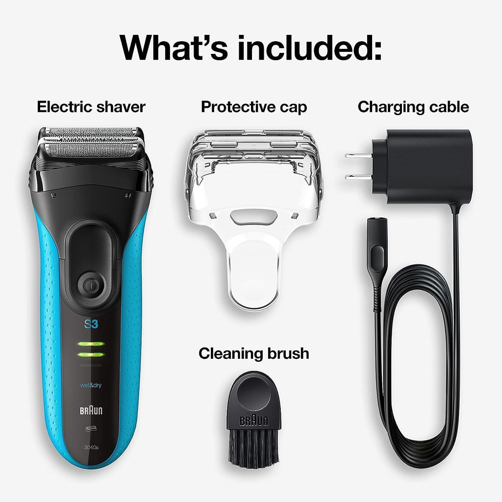 Electric Series 3 Rasierer mit Präzisionstrimmer, wiederaufladbar, Blau/Schwarz