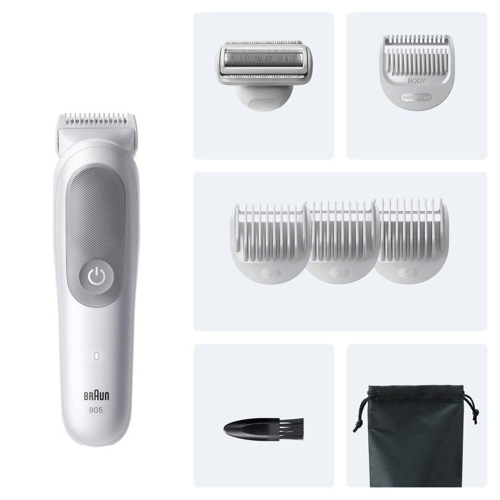 Bodygroomer Series 5, Elektrischer Körperrasierer Herren mit 7 Zubehörteile, BG5555, Grau