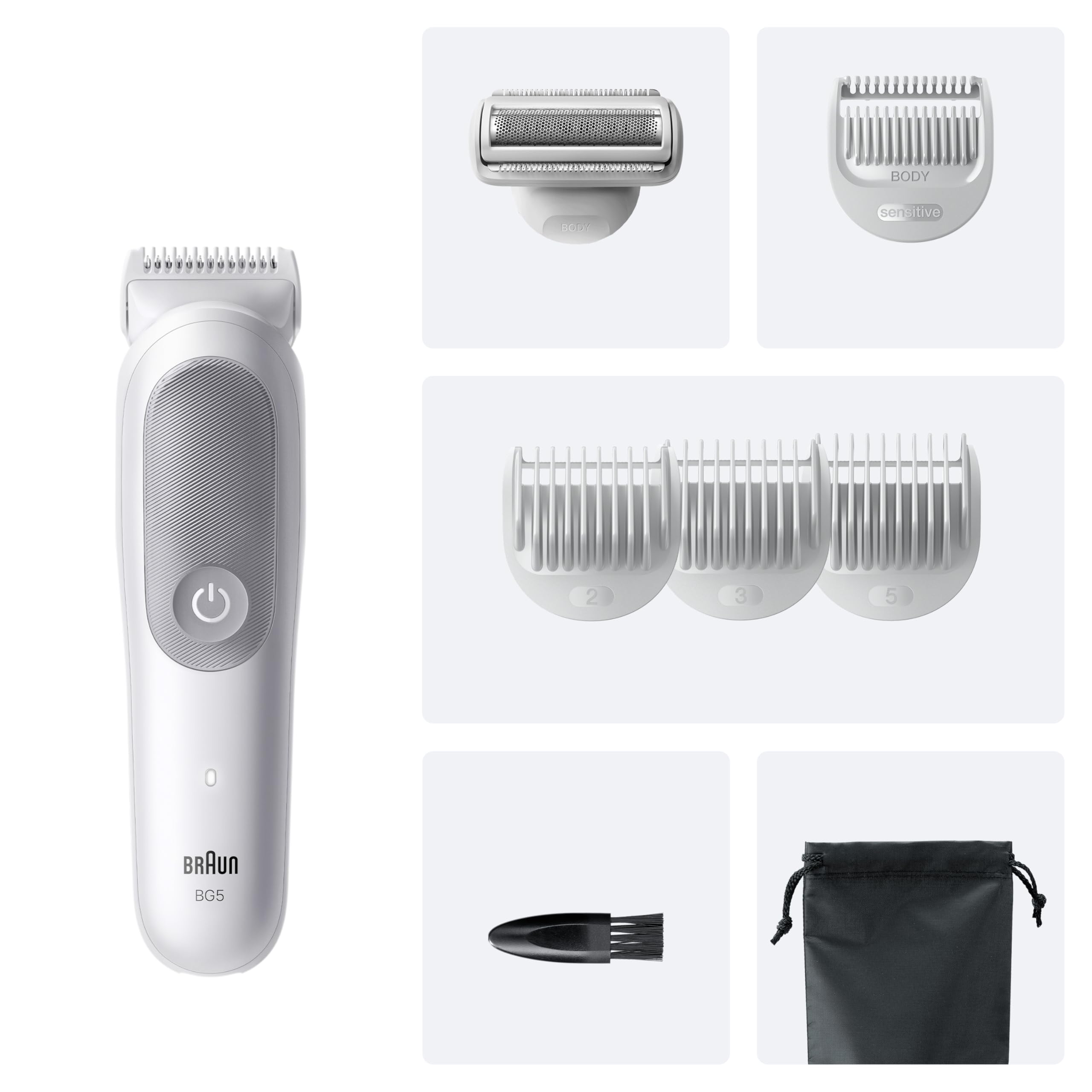 Bodygroomer Series 5, Elektrischer Körperrasierer Herren mit 7 Zubehörteile, BG5555, Grau