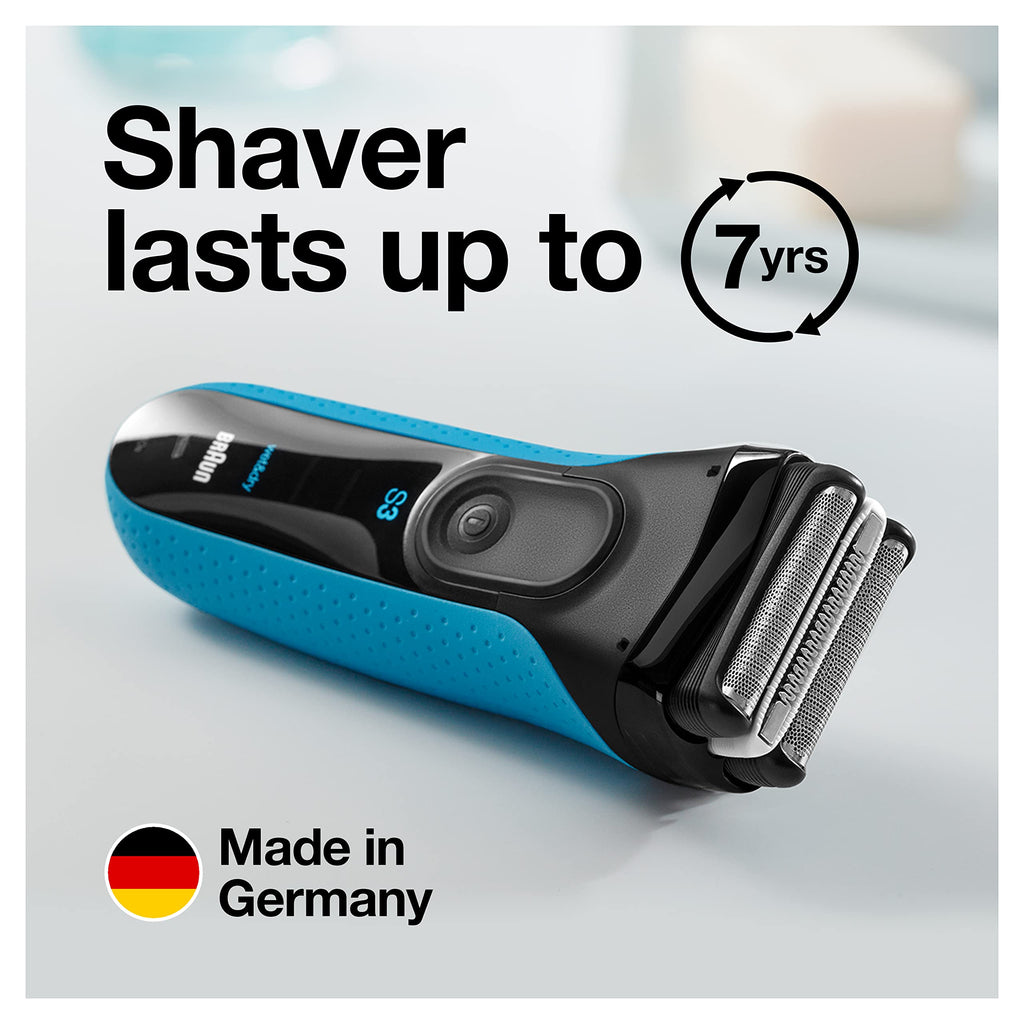 Electric Series 3 Rasierer mit Präzisionstrimmer, wiederaufladbar, Blau/Schwarz