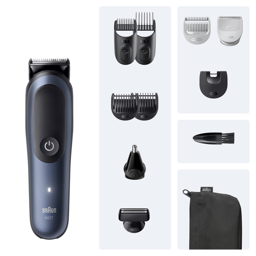 All-in-One Trimmer-Set 7, 11-in-1 Multigroom, Barttrimmer, Nasenhaartrimmer, AIO7540, Blau