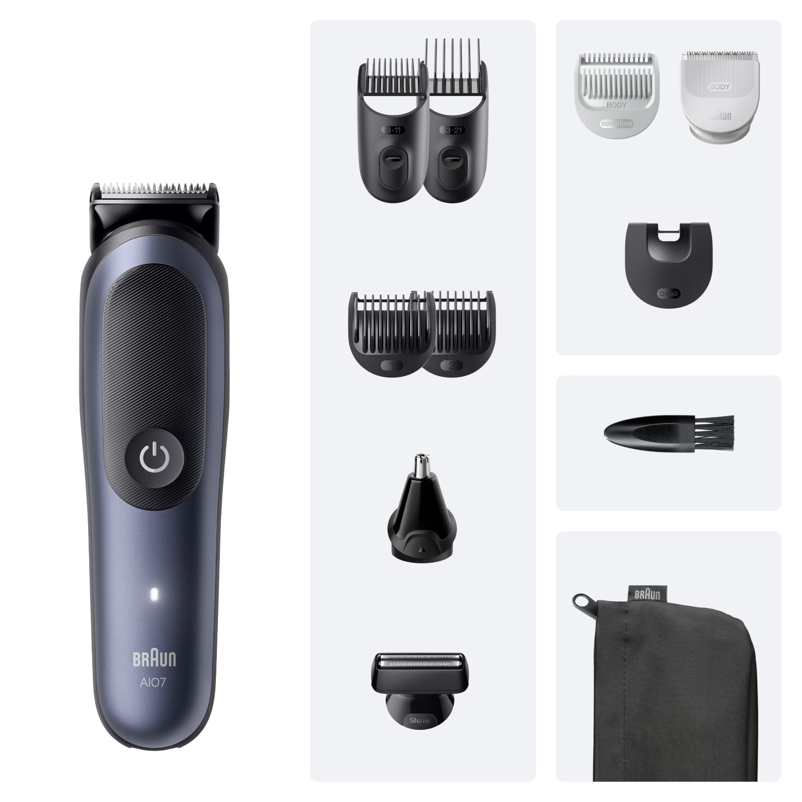 All-in-One Trimmer-Set 7, 11-in-1 Multigroom, Barttrimmer, Nasenhaartrimmer, AIO7540, Blau