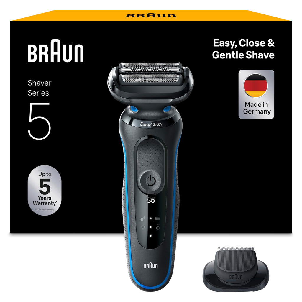 Series 5 Rasierer Herren Elektrisch, Elektrorasierer mit 50 Min. Akku und EasyClean,  51-B1000s, Blau