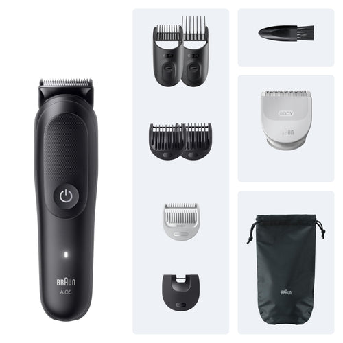All-in-One Trimmer-Set 5, 9-in-1 Multigroom, Barttrimmer, Haarschneidemaschine für Gesicht, AIO5540, Schwarz