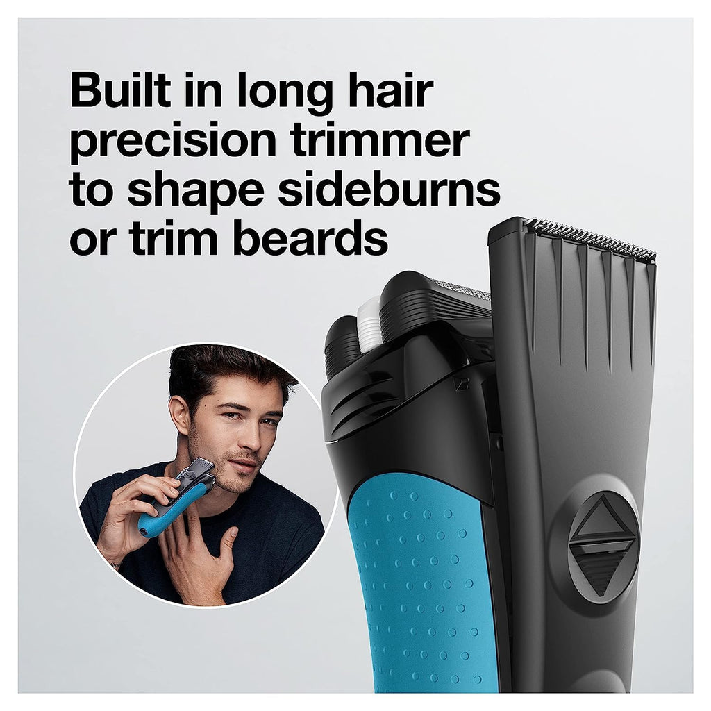 Electric Series 3 Rasierer mit Präzisionstrimmer, wiederaufladbar, Blau/Schwarz