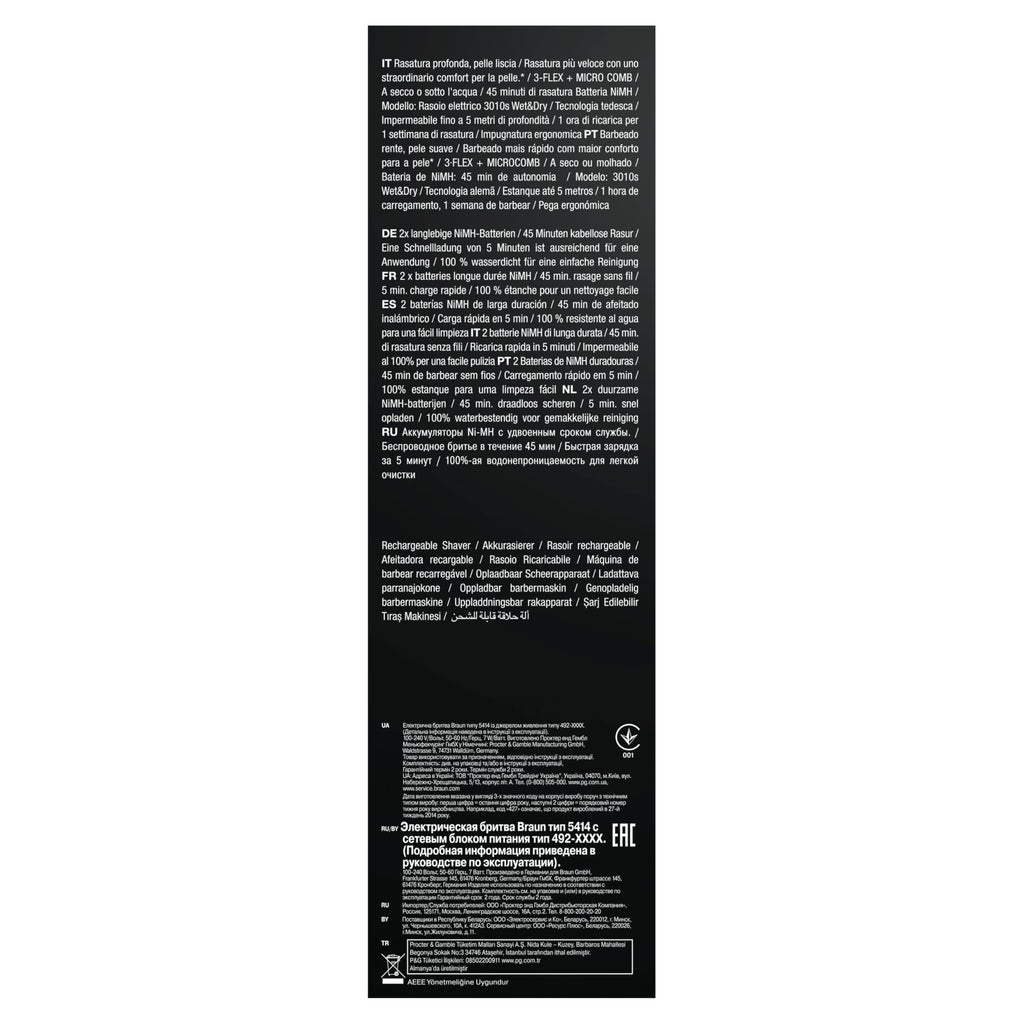 Series 3 ProSkin Elektrorasierer, Elektrorasierer für Männer mit Präzisionskopf, 3010s, Schwarz/Blau Rasierer