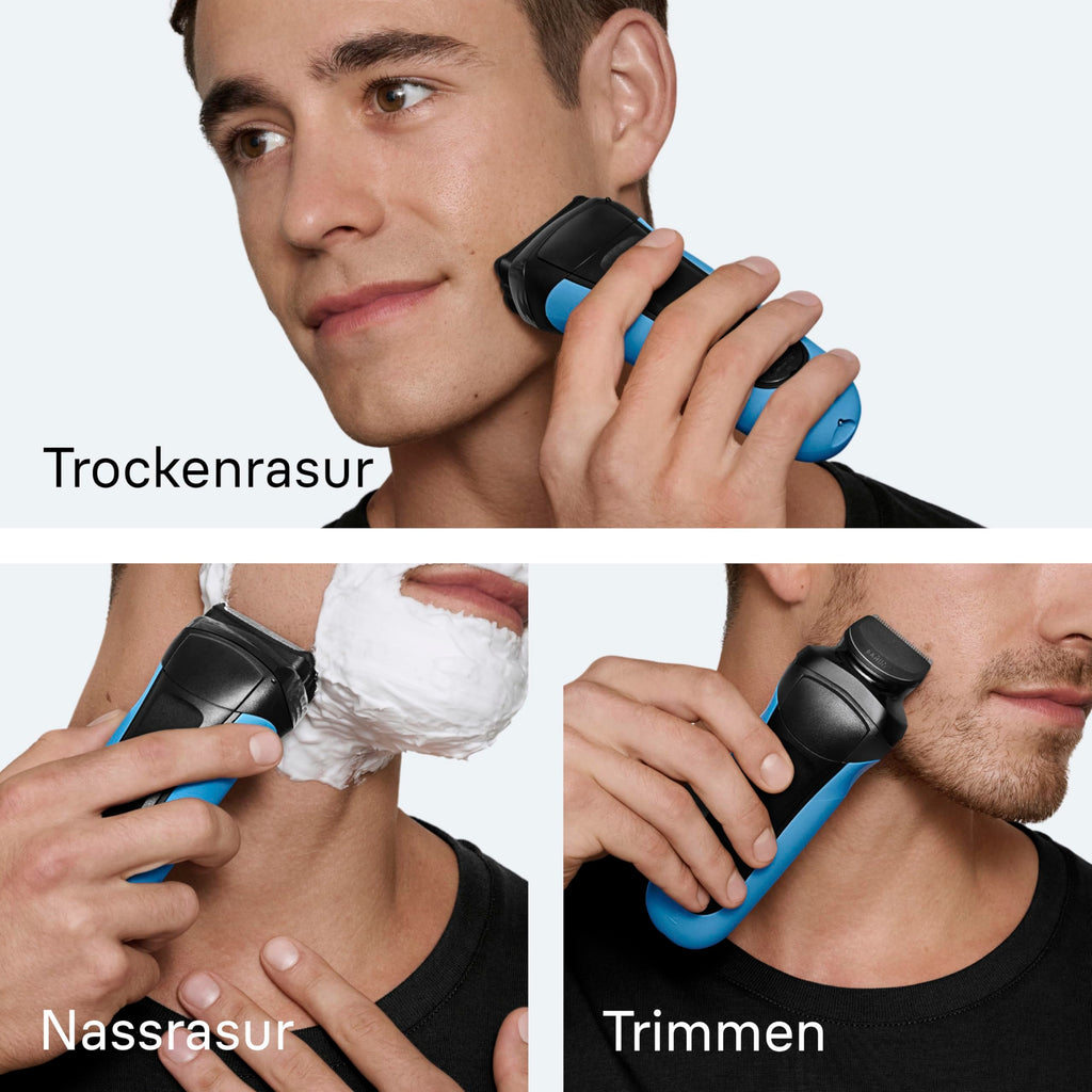 Series 3 Rasierer Herren Elektrisch, Elektrorasierer mit 3 Flexible Klingen, Rasierapparat, , 310BT, Blau