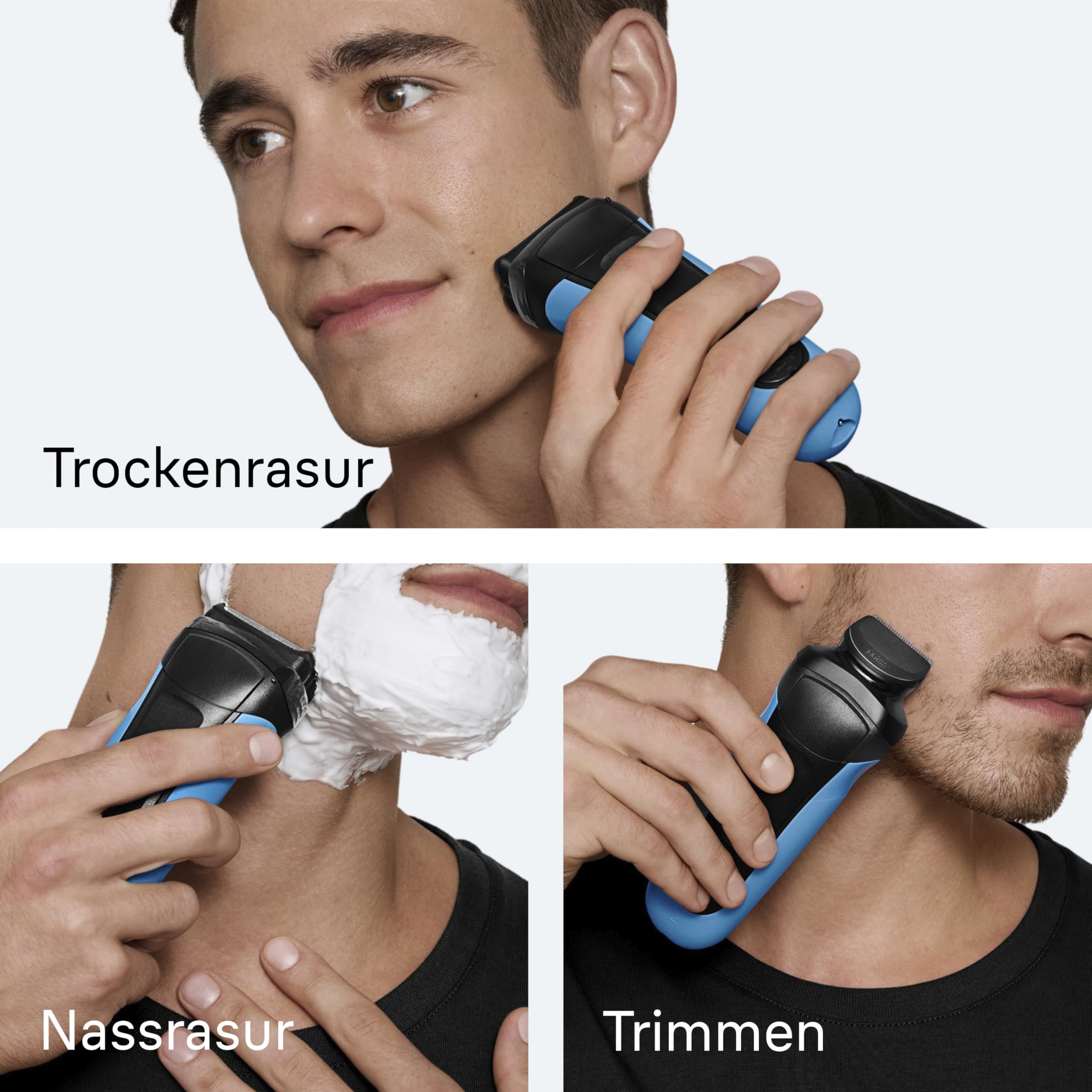 Series 3 Rasierer Herren Elektrisch, Elektrorasierer mit 3 Flexible Klingen, Rasierapparat, , 310BT, Blau