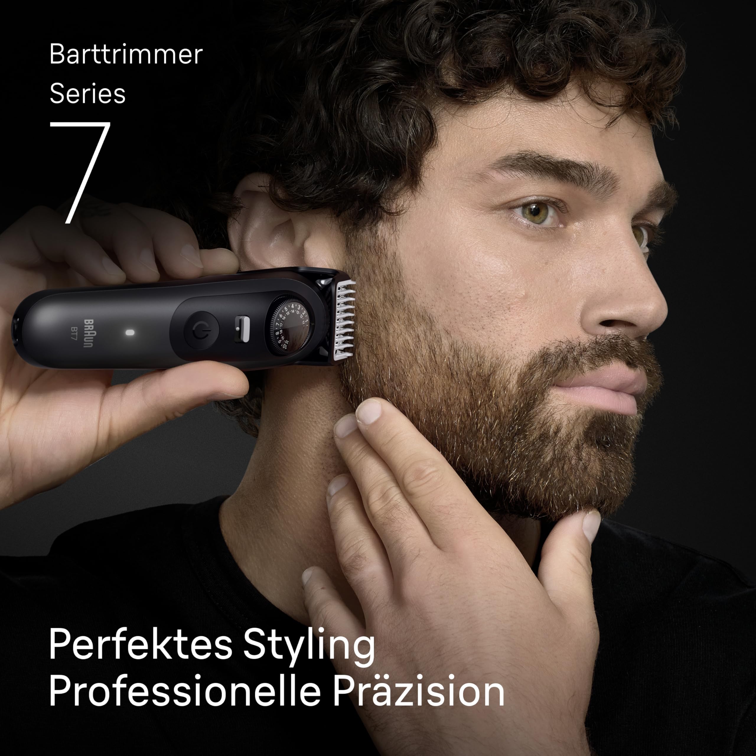 Barttrimmer Series 7, Elektrischer Bartschneider Herren mit 7 Zubehörteile, BT7525, Grau