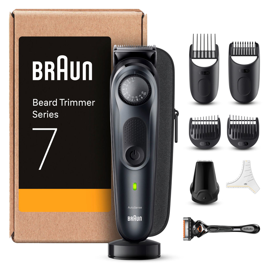 Barttrimmer Series 7, Elektrischer Bartschneider Herren mit 8 Zubehörteile, BT7441, Schwarz