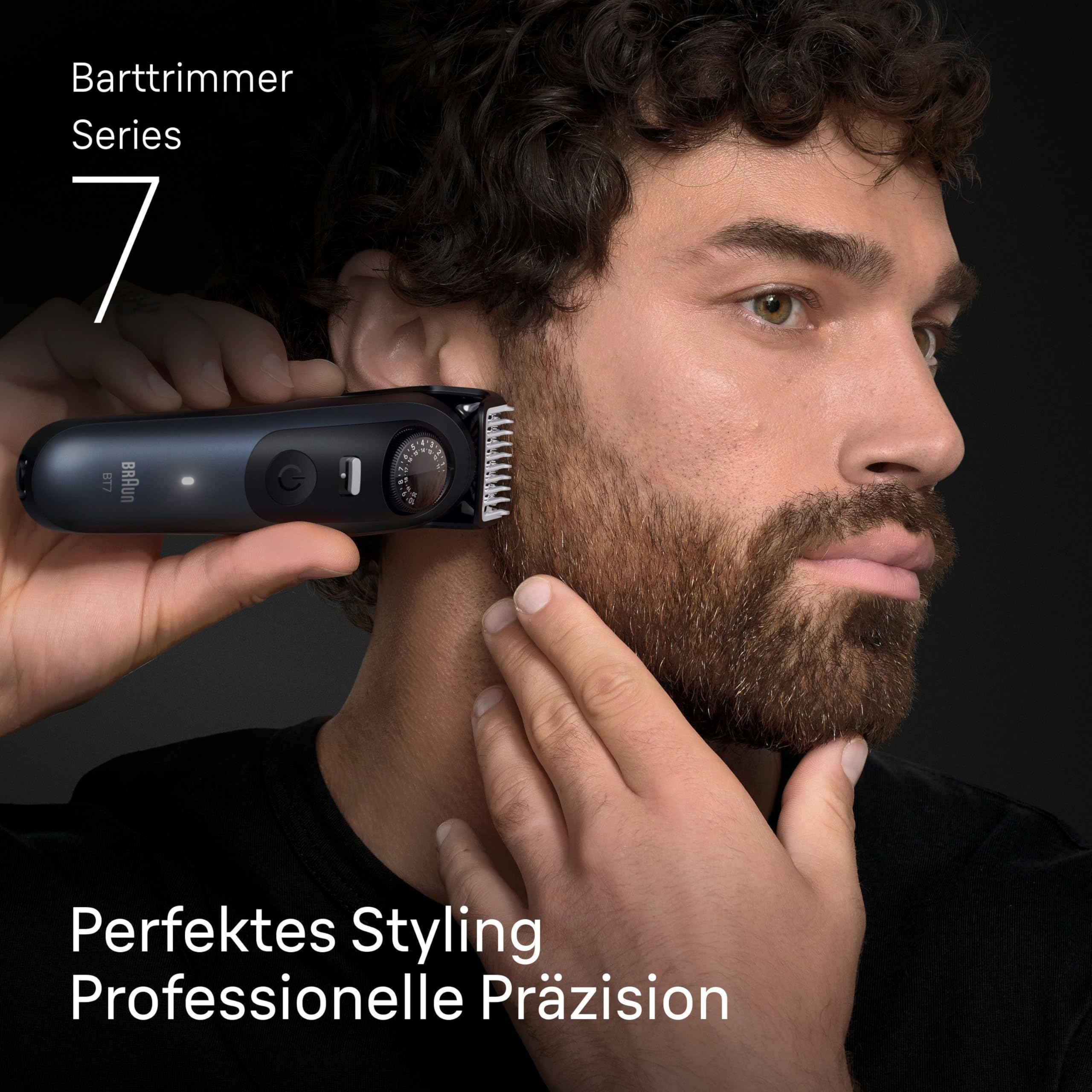 Barttrimmer Series 7, Elektrischer Bartschneider Herren mit 6 Zubehörteile, BT7520, Blau