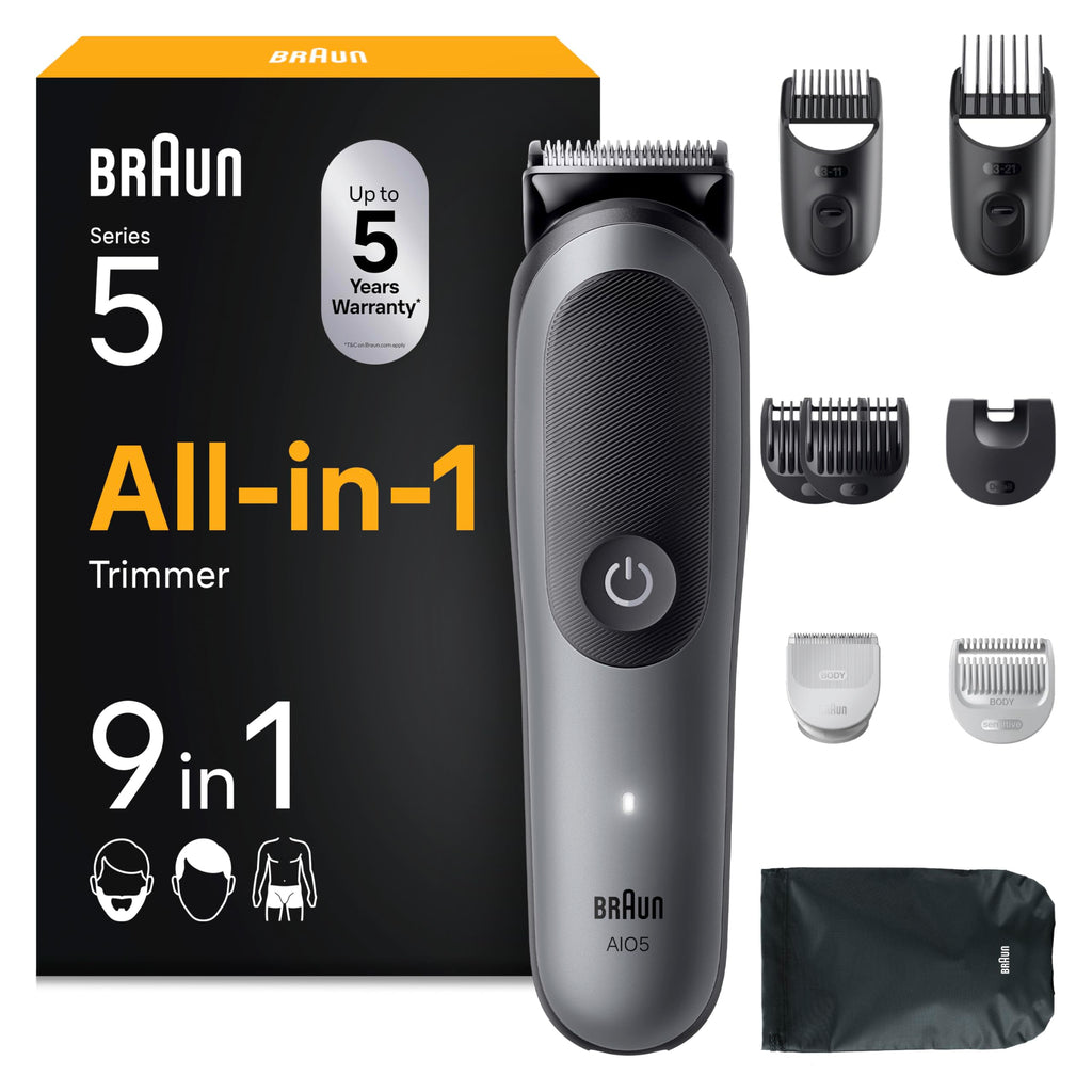 All-in-One Trimmer-Set 5, 9-in-1 Multigroom, Barttrimmer, Haarschneider, AIO5545, Grau