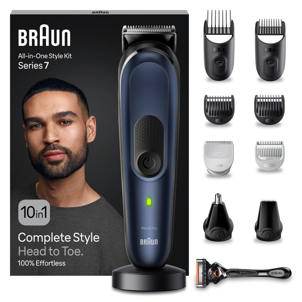 All-In-One Trimmer-Set 7, 10-in-1 Multigroom, Barttrimmer, Nasenhaartrimmer, MGK7410, Blau