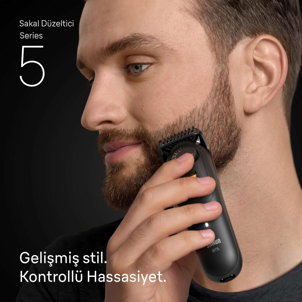 Series 5 Barttrimmer, +4 Stylinggeräte, extrem scharfe Klinge, 120 Minuten Laufzeit, BT5520, Schwarz