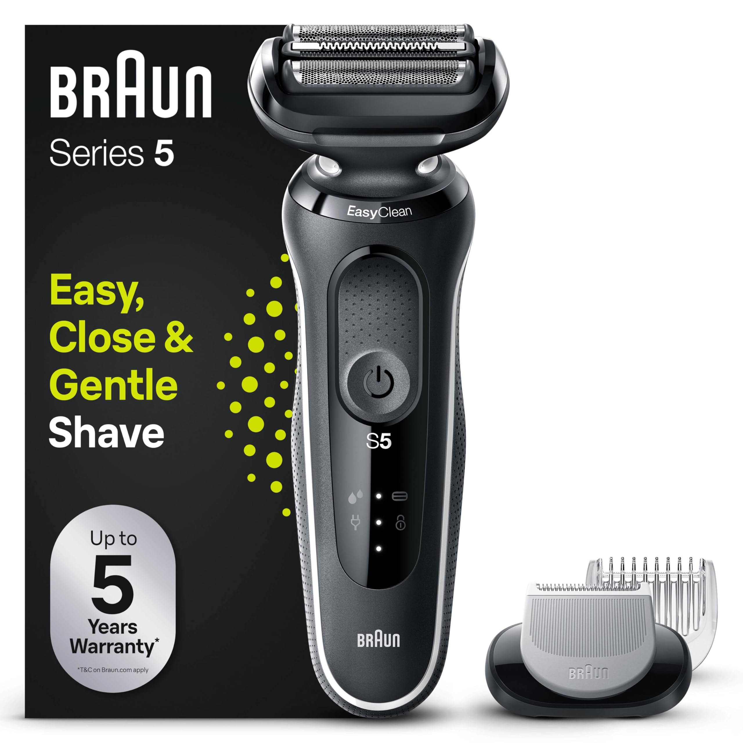 Serie 5 51-W1600s Elektrorasierer für Herren mit EasyClick Body Groomer-Aufsatz, Weiß