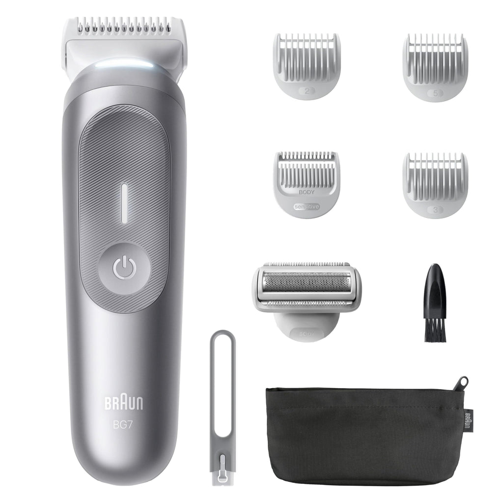 Bodygroomer Series 7, Elektrischer Körperrasierer Herren mit 8 Zubehörteile, BG7555, Grau