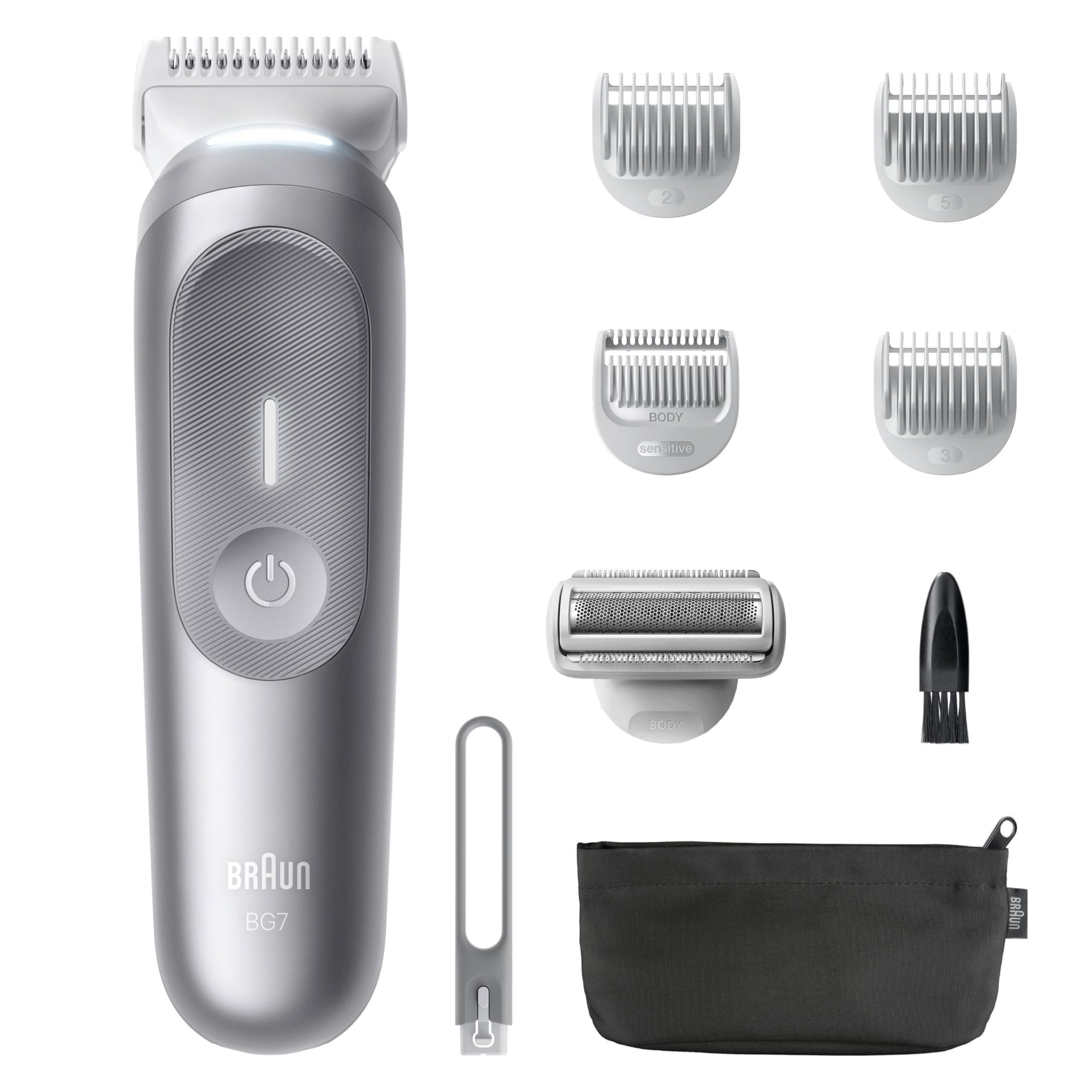 Bodygroomer Series 7, Elektrischer Körperrasierer Herren mit 8 Zubehörteile, BG7555, Grau