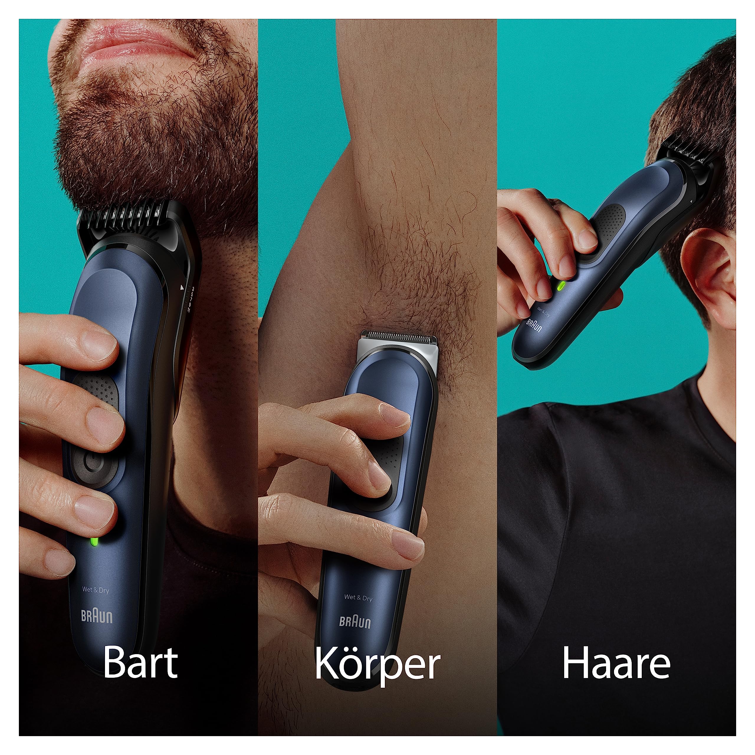 All-In-One Trimmer-Set 7, 10-in-1 Multigroom, Barttrimmer, Nasenhaartrimmer, MGK7410, Blau